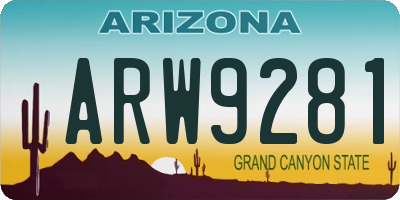 AZ license plate ARW9281