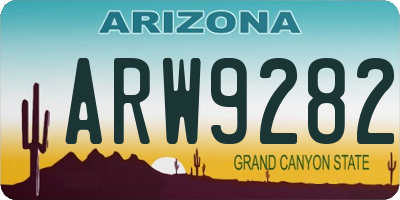 AZ license plate ARW9282