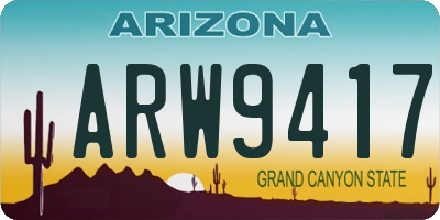 AZ license plate ARW9417