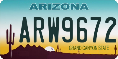 AZ license plate ARW9672