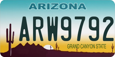 AZ license plate ARW9792