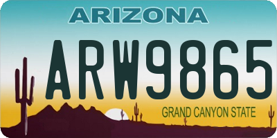 AZ license plate ARW9865