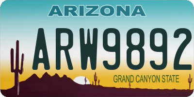 AZ license plate ARW9892
