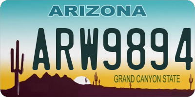 AZ license plate ARW9894