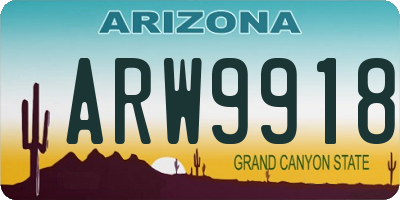 AZ license plate ARW9918