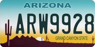 AZ license plate ARW9928