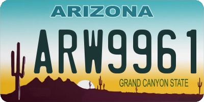AZ license plate ARW9961