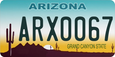 AZ license plate ARX0067