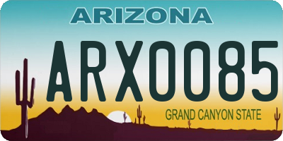 AZ license plate ARX0085