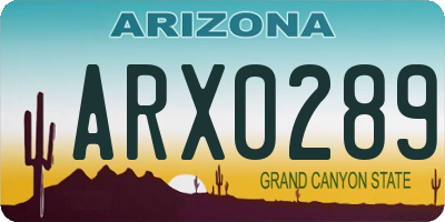 AZ license plate ARX0289
