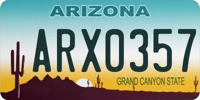 AZ license plate ARX0357