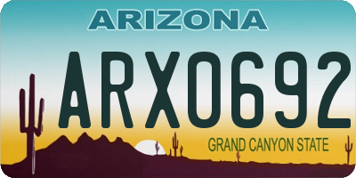 AZ license plate ARX0692