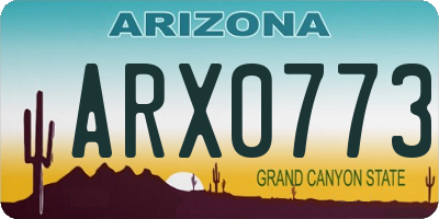 AZ license plate ARX0773