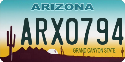 AZ license plate ARX0794