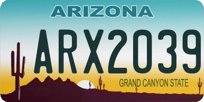 AZ license plate ARX2039