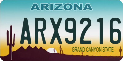 AZ license plate ARX9216
