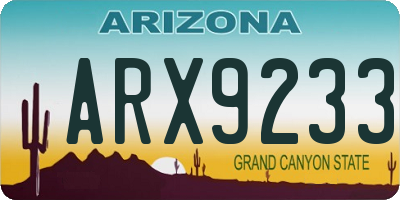 AZ license plate ARX9233