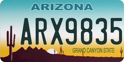 AZ license plate ARX9835