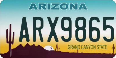 AZ license plate ARX9865