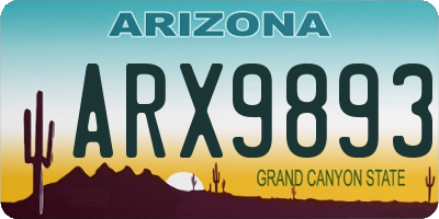 AZ license plate ARX9893