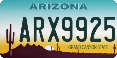 AZ license plate ARX9925
