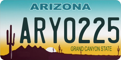 AZ license plate ARY0225
