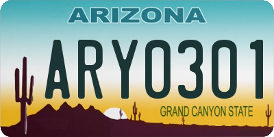 AZ license plate ARY0301