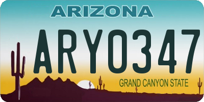 AZ license plate ARY0347