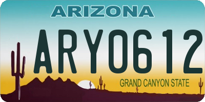 AZ license plate ARY0612