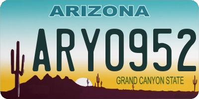 AZ license plate ARY0952