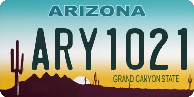 AZ license plate ARY1021
