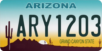 AZ license plate ARY1203