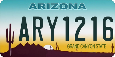 AZ license plate ARY1216