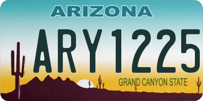 AZ license plate ARY1225
