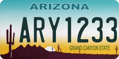AZ license plate ARY1233