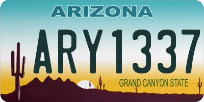 AZ license plate ARY1337