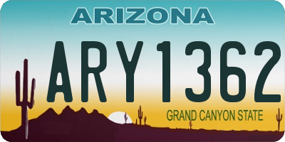 AZ license plate ARY1362