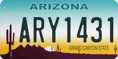 AZ license plate ARY1431