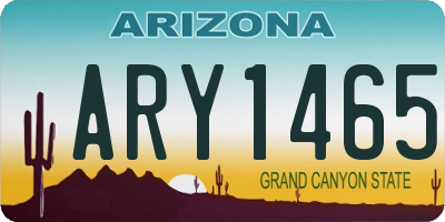 AZ license plate ARY1465