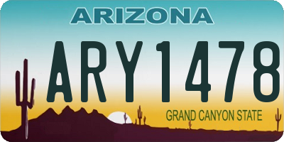 AZ license plate ARY1478