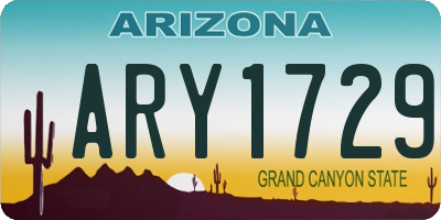 AZ license plate ARY1729