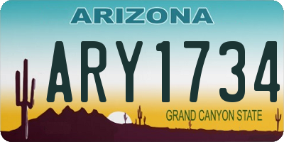 AZ license plate ARY1734