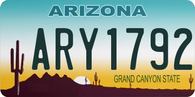 AZ license plate ARY1792