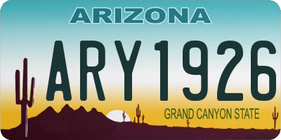 AZ license plate ARY1926