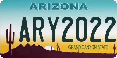 AZ license plate ARY2022