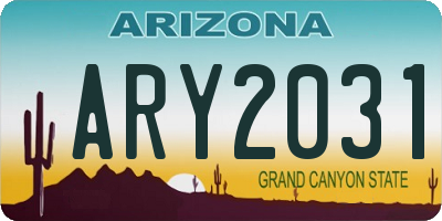 AZ license plate ARY2031