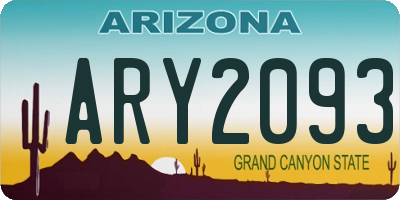 AZ license plate ARY2093