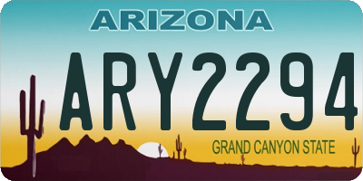 AZ license plate ARY2294