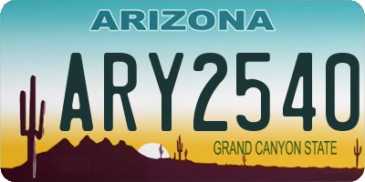 AZ license plate ARY2540