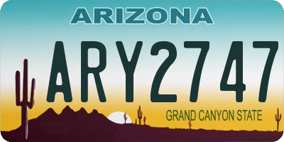 AZ license plate ARY2747